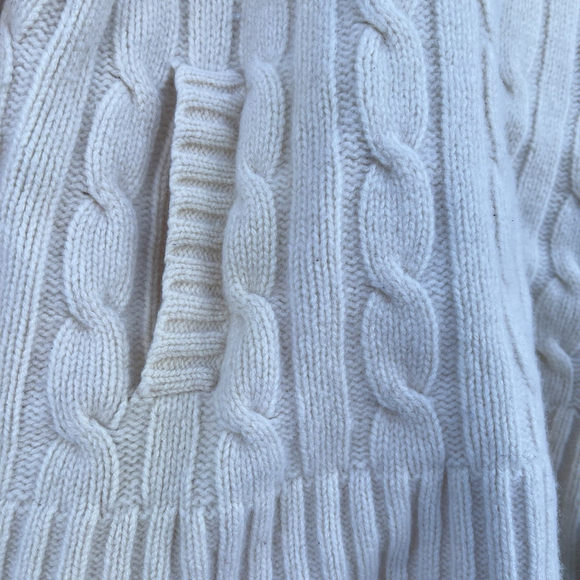 Ralph Lauren Wool Cashmere Toggle Cable Knit Sweater High Neck Ivory Women sizeL - Picture 2 of 16